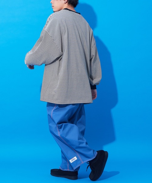 CIAOPANIC TYPY（チャオパニックティピー）の「【SOUNDSGOOOOD/サウンズグッド】裾フリンジ配色ステッチワイドベーカーパンツ（カーゴパンツ・メンズ・ブルー/ホワイト/ブラック・ONE SIZE）」の11枚目の写真