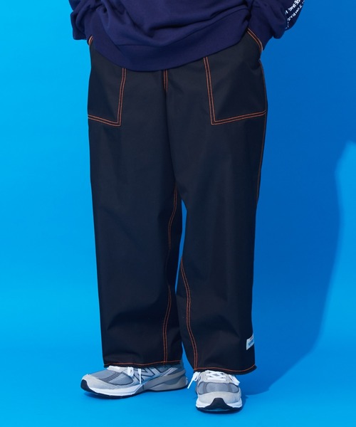 CIAOPANIC TYPY（チャオパニックティピー）の「【SOUNDSGOOOOD/サウンズグッド】裾フリンジ配色ステッチワイドベーカーパンツ（カーゴパンツ・メンズ・ブルー/ホワイト/ブラック・ONE SIZE）」の14枚目の写真