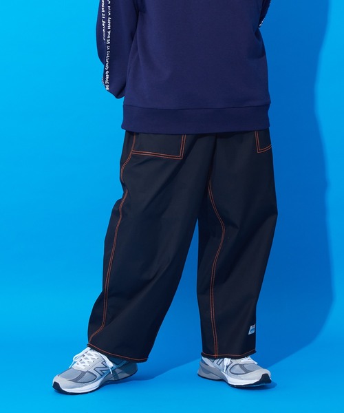 CIAOPANIC TYPY（チャオパニックティピー）の「【SOUNDSGOOOOD/サウンズグッド】裾フリンジ配色ステッチワイドベーカーパンツ（カーゴパンツ・メンズ・ブルー/ホワイト/ブラック・ONE SIZE）」の15枚目の写真