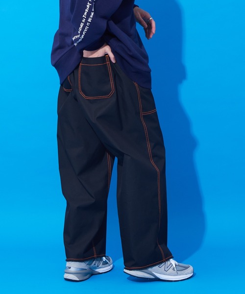 CIAOPANIC TYPY（チャオパニックティピー）の「【SOUNDSGOOOOD/サウンズグッド】裾フリンジ配色ステッチワイドベーカーパンツ（カーゴパンツ・メンズ・ブルー/ホワイト/ブラック・ONE SIZE）」の17枚目の写真