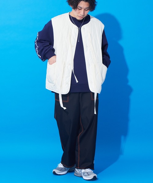 CIAOPANIC TYPY（チャオパニックティピー）の「【SOUNDSGOOOOD/サウンズグッド】裾フリンジ配色ステッチワイドベーカーパンツ（カーゴパンツ・メンズ・ブルー/ホワイト/ブラック・ONE SIZE）」の19枚目の写真