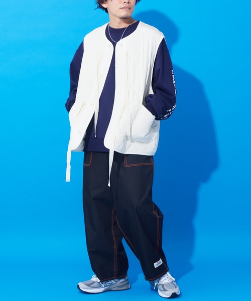 CIAOPANIC TYPY（チャオパニックティピー）の「【SOUNDSGOOOOD/サウンズグッド】裾フリンジ配色ステッチワイドベーカーパンツ（カーゴパンツ・メンズ・ブルー/ホワイト/ブラック・ONE SIZE）」の20枚目の写真