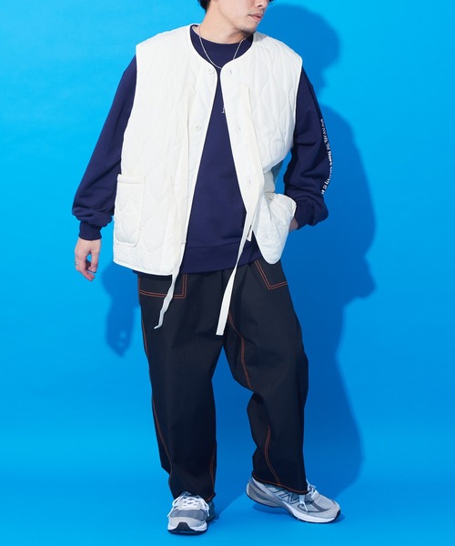 CIAOPANIC TYPY（チャオパニックティピー）の「【SOUNDSGOOOOD/サウンズグッド】裾フリンジ配色ステッチワイドベーカーパンツ（カーゴパンツ・メンズ・ブルー/ホワイト/ブラック・ONE SIZE）」の22枚目の写真