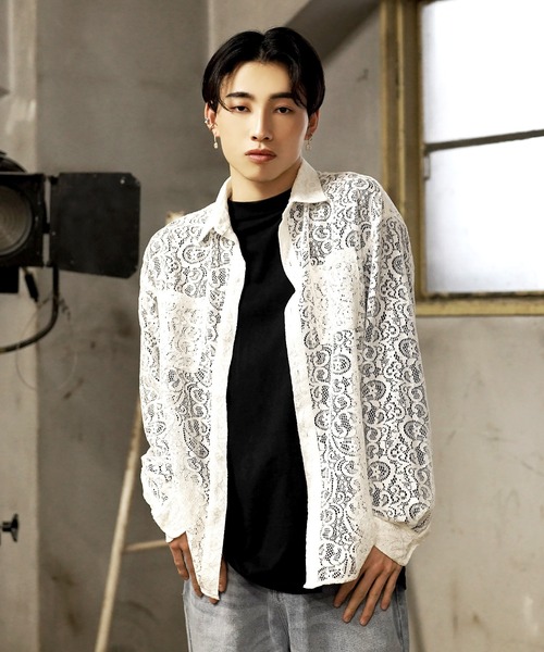 【新品☆タグ付き】yori レースオーバーサイズシャツ ホワイト フロッキーレースシャツ【2025AW】 | all item| yori