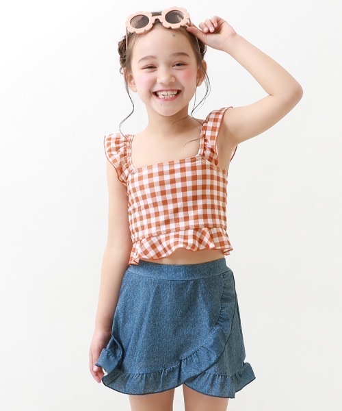 devirock(デビロック)の「巻きスカート風フリルセパレート水着(水着・キッズ・ブラック/グレー系その他/オレンジ系その他/ブラック系その他・100cm/110cm/130cm/140cm/150cm/160cm/120cm)」の4枚目の写真