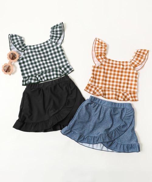 devirock(デビロック)の「巻きスカート風フリルセパレート水着(水着・キッズ・ブラック/グレー系その他/オレンジ系その他/ブラック系その他・100cm/110cm/130cm/140cm/150cm/160cm/120cm)」の6枚目の写真