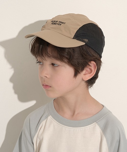 b・ROOM（ビールーム）の「サイドメッシュジェットキャップ（キャップ・キッズ・サックスブルー/オレンジ/ベージュ/ブラック・52㎝/54㎝）」の3枚目の写真