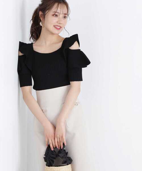 PROPORTION BODY DRESSING(プロポーションボディドレッシング)の「ショルダーフリルニット / 1213170505(ニット/セーター・レディース・ブラック/グレー/ピンク・SMALL/MEDIUM)」の7枚目の写真