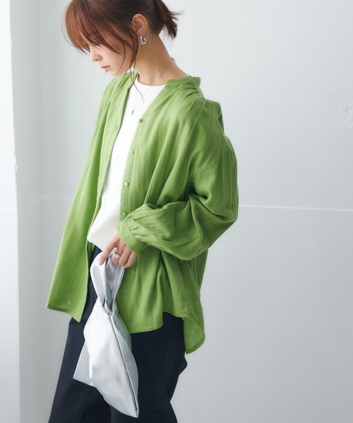 nissen(ニッセン)の「インド綿100%ダブルガーゼギャザーブラウス(シャツ/ブラウス・レディース・ブラック/オフホワイト/グリーン/ベージュ・S/M/L/LL)」の15枚目の写真