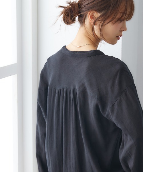 nissen(ニッセン)の「インド綿100%ダブルガーゼギャザーブラウス(シャツ/ブラウス・レディース・ブラック/オフホワイト/グリーン/ベージュ・S/M/L/LL)」の18枚目の写真
