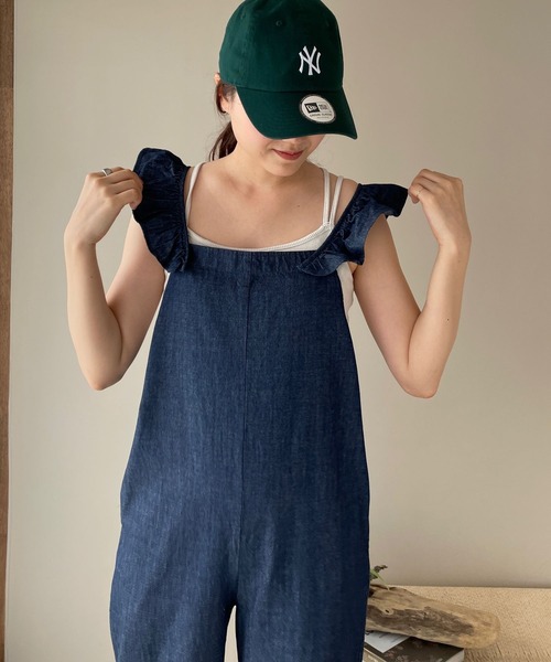 LOWRYS FARM（ローリーズファーム）の「フリルサロペット　903930（サロペット/オーバーオール・レディース・ブラック/インディゴブルー・FREE）」の7枚目の写真