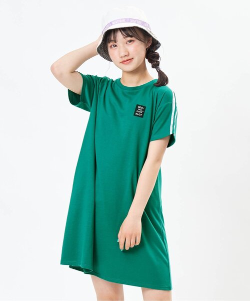 algy（アルジー）の「【接触冷感】カラフルロゴラインワンピ（ワンピース・キッズ・オフホワイト/ブラック/グリーン・XX-SMALL/X-SMALL/MEDIUM/SMALL）」の3枚目の写真