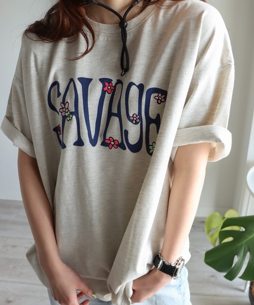 COURO（コウロ）の「フラワー刺繍Tシャツ（Tシャツ/カットソー・レディース・ネイビー/ホワイト/ブラック/オートミール・L/M）」の3枚目の写真