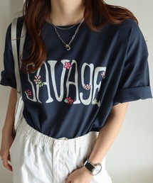 COURO | フラワー刺繍Tシャツ(Tシャツ/カットソー)