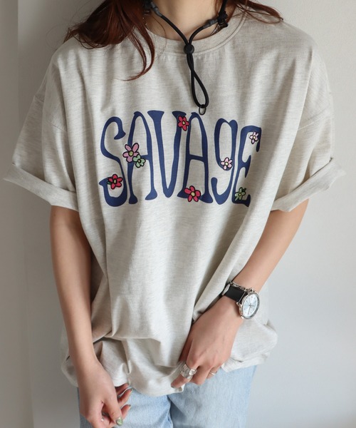 COURO（コウロ）の「フラワー刺繍Tシャツ（Tシャツ/カットソー・レディース・ネイビー/ホワイト/ブラック/オートミール・L/M）」の11枚目の写真