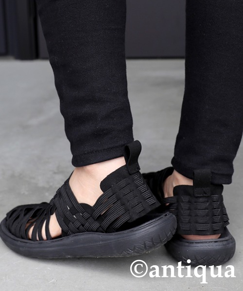 antiqua（アンティカ）の「メッシュ編みスポーツゴムサンダル（サンダル・レディース・ブラック・26/24/27/25/23.5/28）」の11枚目の写真