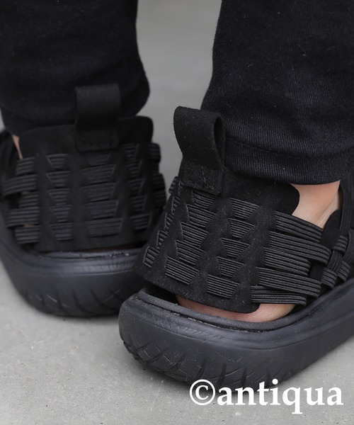 antiqua（アンティカ）の「メッシュ編みスポーツゴムサンダル（サンダル・レディース・ブラック・26/24/27/25/23.5/28）」の14枚目の写真