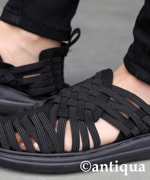 antiqua（アンティカ）の「メッシュ編みスポーツゴムサンダル（サンダル・レディース・ブラック・26/24/27/25/23.5/28）」の15枚目の写真