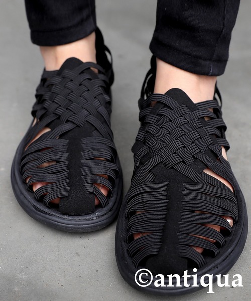 antiqua（アンティカ）の「メッシュ編みスポーツゴムサンダル（サンダル・レディース・ブラック・26/24/27/25/23.5/28）」の12枚目の写真