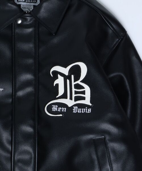 【BEN DAVIS(ベンデイビス)】 レザー ワッペン ジャケット BEN DAVIS/ベンデイビス ワッペン 刺繍 フェイクレザー フライト