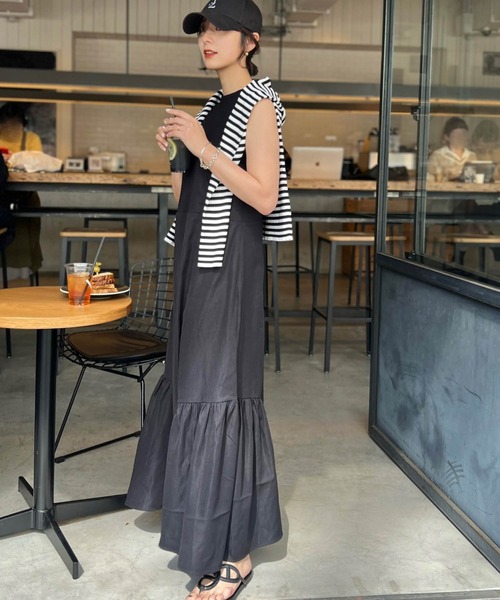 bubbles ティアードリボンキャミワンピース グレー S bubbles