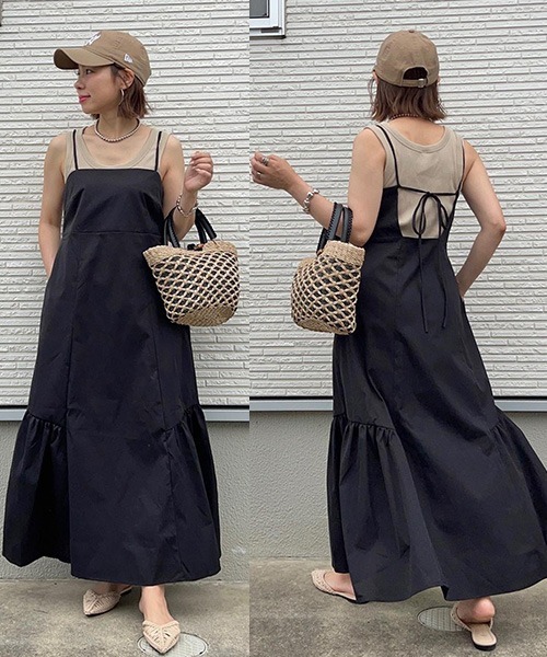 AMELY（エミリー）の「バックリボンサイドティアードキャミワンピース