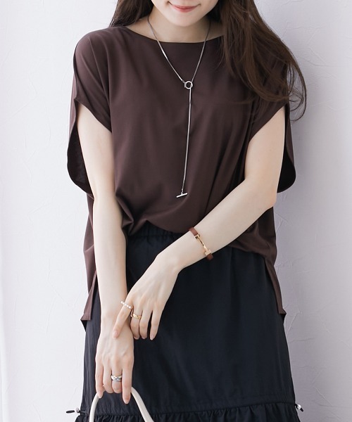 nissen(ニッセン)の「二の腕カバードルマントップス【接触冷感・UVカット】(Tシャツ/カットソー・レディース・オフホワイト/オレンジ/ブラウン/ネイビー・L/M/S/LL)」の3枚目の写真