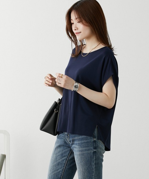nissen(ニッセン)の「二の腕カバードルマントップス【接触冷感・UVカット】(Tシャツ/カットソー・レディース・オフホワイト/オレンジ/ブラウン/ネイビー・L/M/S/LL)」の18枚目の写真