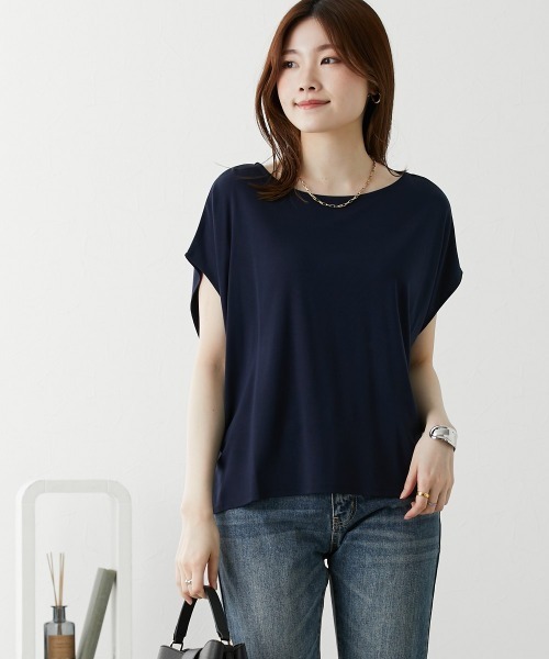 nissen(ニッセン)の「二の腕カバードルマントップス【接触冷感・UVカット】(Tシャツ/カットソー・レディース・オフホワイト/オレンジ/ブラウン/ネイビー・L/M/S/LL)」の6枚目の写真