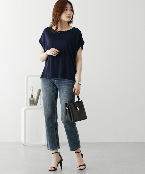 nissen(ニッセン)の「二の腕カバードルマントップス【接触冷感・UVカット】(Tシャツ/カットソー・レディース・オフホワイト/オレンジ/ブラウン/ネイビー・L/M/S/LL)」の16枚目の写真
