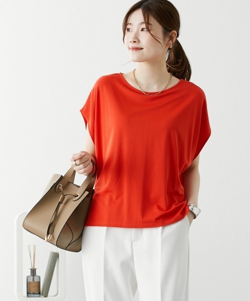 nissen(ニッセン)の「二の腕カバードルマントップス【接触冷感・UVカット】(Tシャツ/カットソー・レディース・オフホワイト/オレンジ/ブラウン/ネイビー・L/M/S/LL)」の14枚目の写真