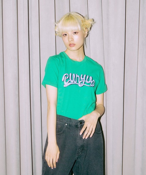 PUNYUS（プニュズ）の「baseball　ロゴＴシャツ（Tシャツ/カットソー・レディース・グリーン/ライトパープル/レッド/ホワイト・3/2/1/4）」の5枚目の写真