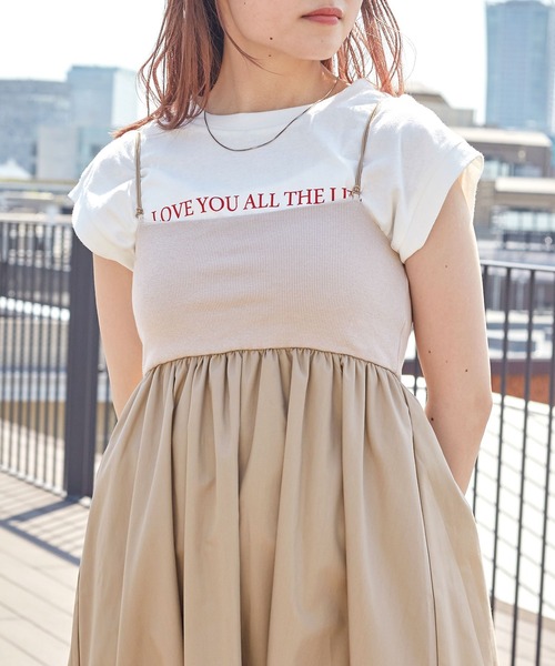 w closet(ダブルクローゼット)の「【マルチウェイ/カップ付き】異素材キャミワンピース(ワンピース・レディース・オフホワイト/ブラック/ベージュ/チャコールグレー・FREE)」の19枚目の写真