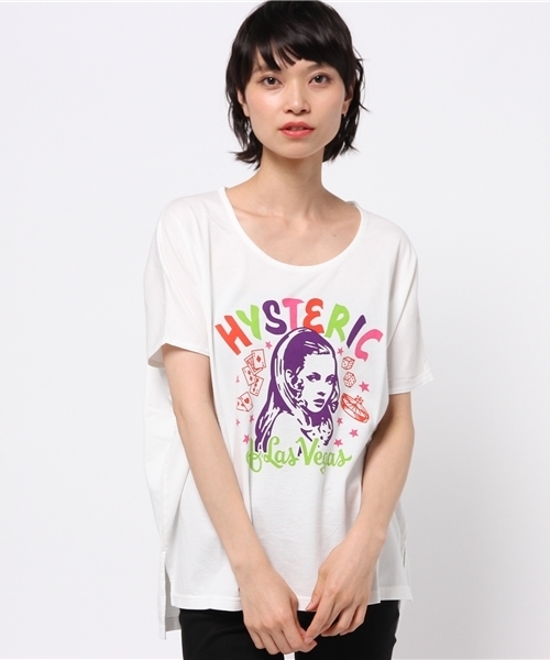 HYSTERIC GLAMOUR（ヒステリックグラマー）の「NIGHT HOUR VEGAS pt プルオ-バ-（Tシャツ/カットソー・レディース・ホワイト/イエロー/ブラック・FREE）」の2枚目の写真