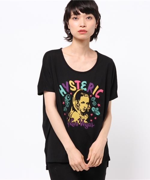 HYSTERIC GLAMOUR（ヒステリックグラマー）の「NIGHT HOUR VEGAS pt プルオ-バ-（Tシャツ/カットソー・レディース・ホワイト/イエロー/ブラック・FREE）」の3枚目の写真