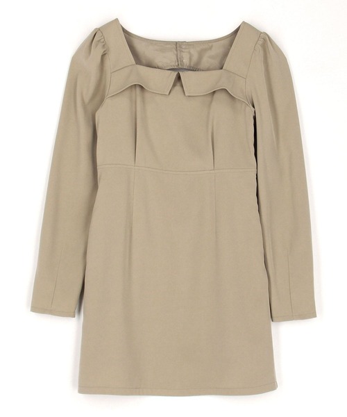 179/WG（イチナナキュウダブルジー）の「スクエアラペル ミニワンピース（ワンピース・レディース・ベージュ/チャコールグレー/ブラウン・MEDIUM）」の4枚目の写真