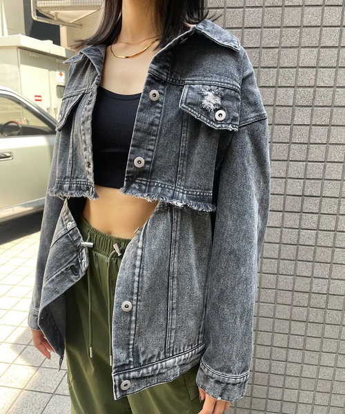 ROGER AND RAW(ロジャーアンドロウ)の「2wayデニムジャケット(取り外し可能)(デニムジャケット・レディース・ブルー/ブラック・FREE)」の10枚目の写真