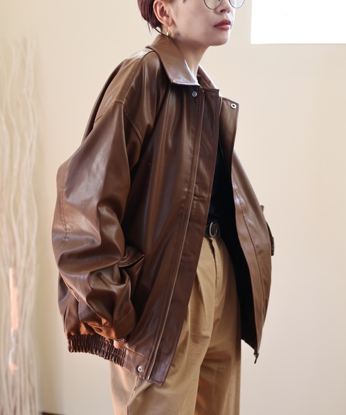 ULEULA（ウルア）の「フェイクレザーブルゾン（ブルゾン・レディース・ブラック/ブラウン・FREE）」の2枚目の写真