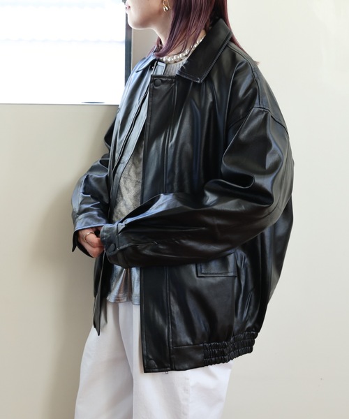 ULEULA（ウルア）の「フェイクレザーブルゾン（ブルゾン・レディース・ブラック/ブラウン・FREE）」の4枚目の写真