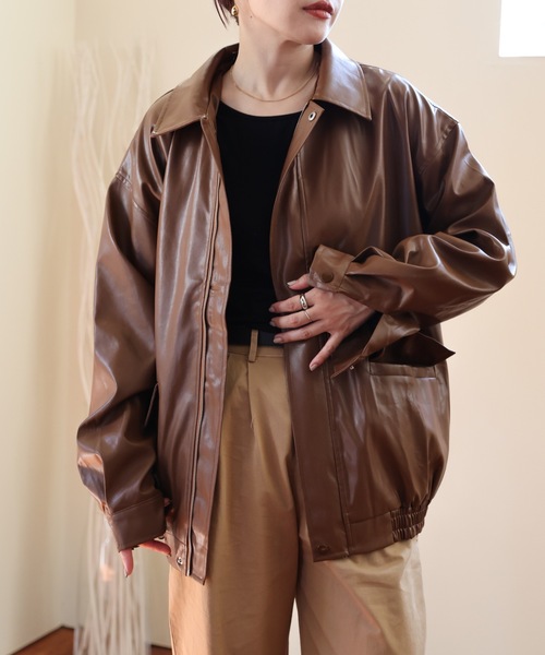 ULEULA（ウルア）の「フェイクレザーブルゾン（ブルゾン・レディース・ブラック/ブラウン・FREE）」の13枚目の写真