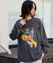 retock's（レトックス）の「【KISS/The Rolling Stones/Aerosmith/The Who】別注ヴィンテージライク ロックプリントピグメント加工 長袖Tシャツ（Tシャツ/カットソー）」