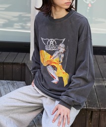 retock's（レトックス）の「【KISS/The Rolling Stones/Aerosmith/The Who】別注ヴィンテージライク ロックプリントピグメント加工 長袖Tシャツ（Tシャツ/カットソー）」