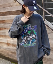 retock's（レトックス）の「【KISS/The Rolling Stones/Aerosmith/The Who】別注ヴィンテージライク ロックプリントピグメント加工 長袖Tシャツ（Tシャツ/カットソー）」