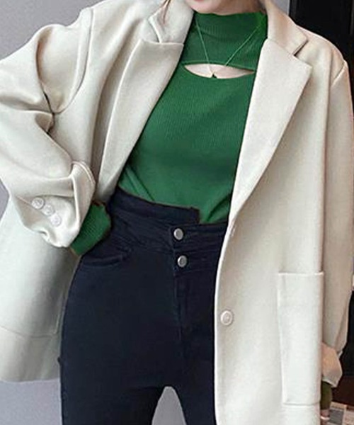 deux amour(ドゥーザムール)の「胸あきデザインリブハイネックプルオーバー(その他トップス・レディース・オレンジ/ブラック/アイボリー/ホワイト/グリーン/ブラウン・FREE)」の16枚目の写真