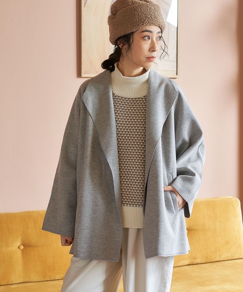 studio CLIP（スタディオクリップ）の「ニードルパンチトッパーコート（テーラードジャケット・レディース・ライトグレー/ネイビー/チャコール・FREE）」の6枚目の写真