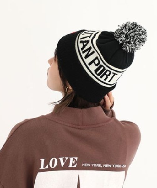 Manhattan Portage/マンハッタンポーテージ ビーニー PONPON JACQUARD