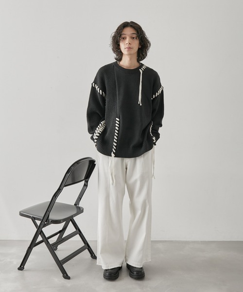 JUNRED（ジュンレッド）の「ワッフル切替ステッチニットプル