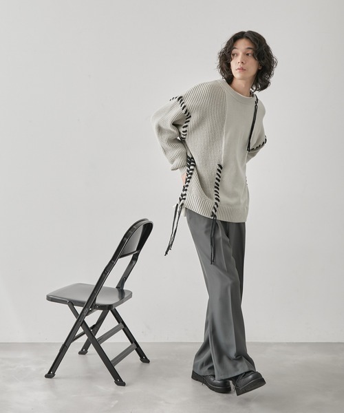 JUNRED（ジュンレッド）の「ワッフル切替ステッチニットプル
