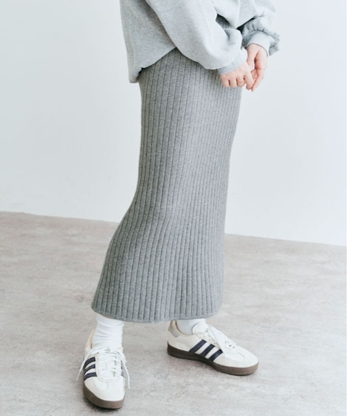 セール】バック スリット リブニット タイト スカート（スカート