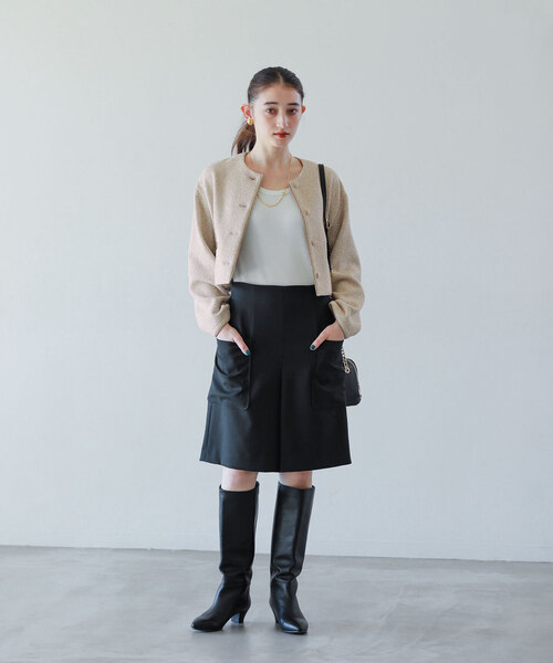 ツィードビジューTOP♡ ビジューロゴニットTOP[品番：MKSW0061855]｜EATME（イートミー